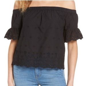 Madewell Off the Shoulder Eyelet Top